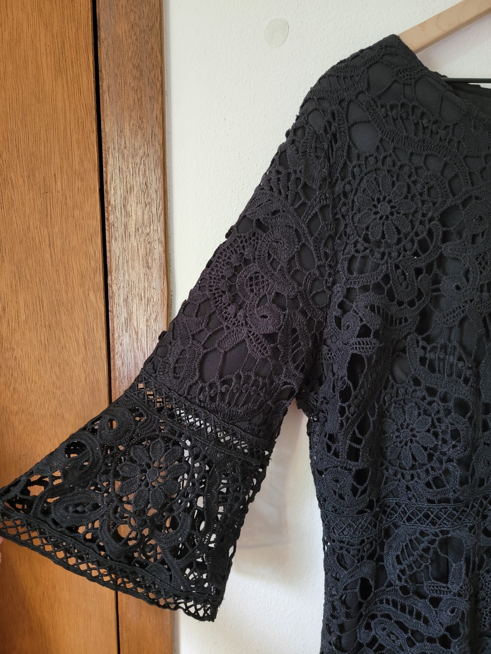 JessaKae Black Crochet Lace Midi Dress Bell Sleeves XXXL - Picture 7 of 16